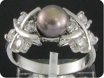 8mm Black Cultured Pearl Ring