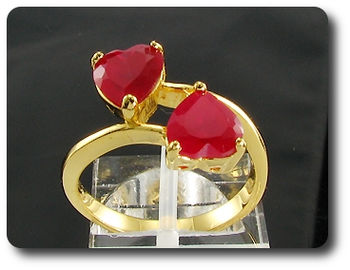 2x8mm Red Ruby Ring