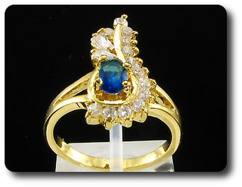 6mm Blue Sapphire Oval Cut Gold Ring