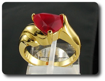 10mm Red Ruby Heart Cut Ring