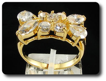 5 x 4mm White Simulated Diamonds Round Cut Gold Ring