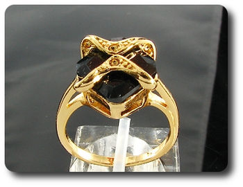 12mm Black Sapphire Princess Cut Gold Ring