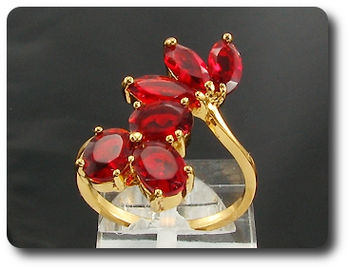8 x 6mm Red Ruby Marquise Cut Gold Ring