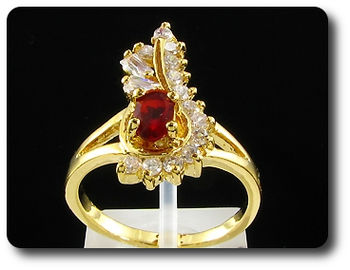 6mm Red Ruby Oval Cut Gold Ring