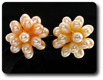 30x5mm Creamy Fresh Water Pearl Gold Stud Earrings