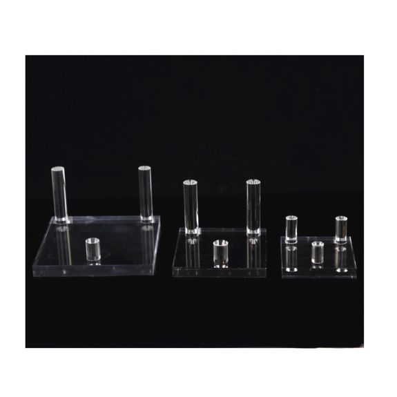 Square display stand for minerals.