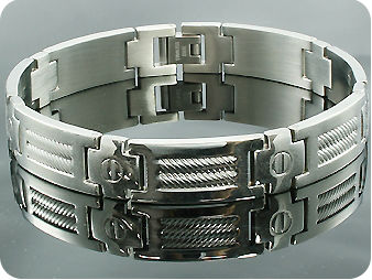 Lavish Cross Pattern Silver Polish Steel Men Bracelet