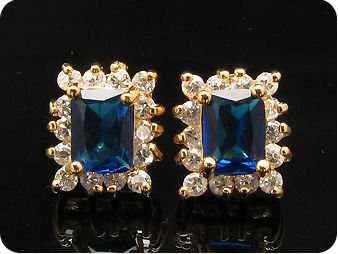 2x8mm Royal Blue Sapphire Earrings