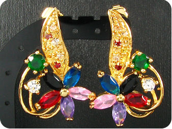 12x8~3mm Multicolor Sapphires Earrings