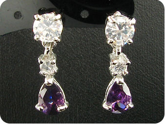 2 x 7mm Purple Amethysts Rain Drop Earrings