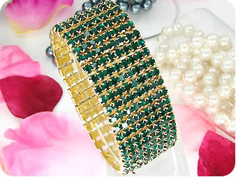 320x3mm Green Emerald Canival Party Gold Bracelet