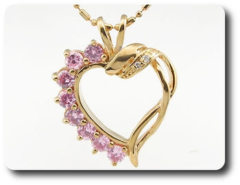 8 3mm Pink Sapphire Heart Pendant