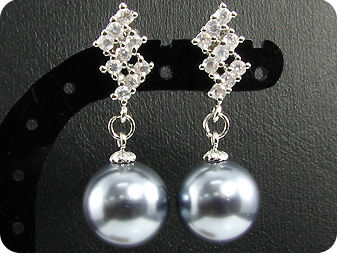 2x12mm Black Fresh Water Pearl 18x2mm Topaz Earrings