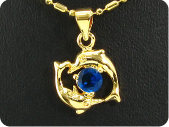 6mm Royal Blue Sapphire Dolphin Gold Pendant