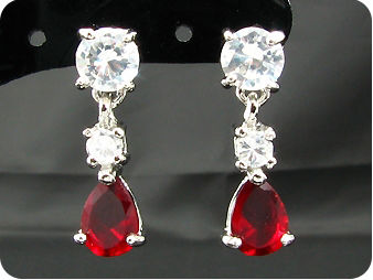 2x7mm Red Rubies Earrings