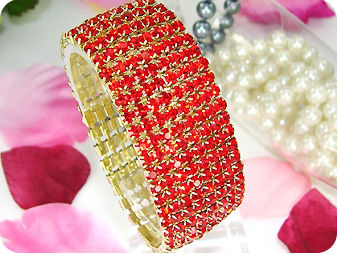 320x3mm Red Rubies Canival Party Gold Bracelet