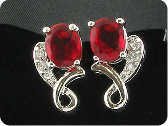 2x8mm Red Rubies Earrings