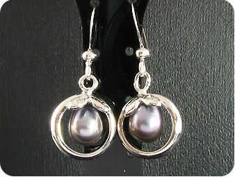 Groovy 2x8mm Black Fresh Water Pearl Oval Cut Earrings