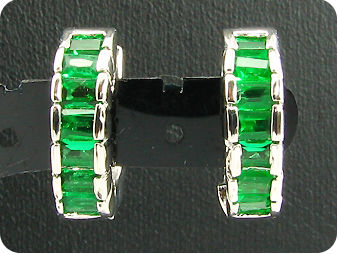 14 x 3mm Green Emeralds Hoop Style Earrings