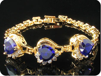 3x10mm Purple Amethyst Gold Heart Bracelet