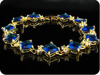 11x10mm Royal Blue Sapphire White Topaz Gold Bracelet