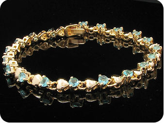 19 x 3mm Blue Sapphires Gold Bracelet