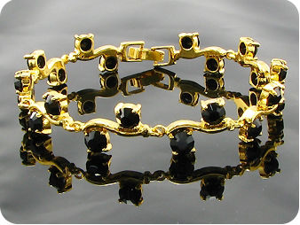 20x5mm Black Sapphire Round Cut Gold Style Bracelet