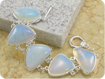 5x30mm Pure White Moonstone Silver Tennis Bracelet