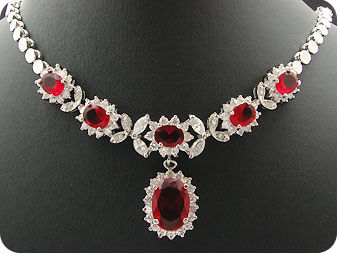 14x8-6mm Red Ruby Necklace