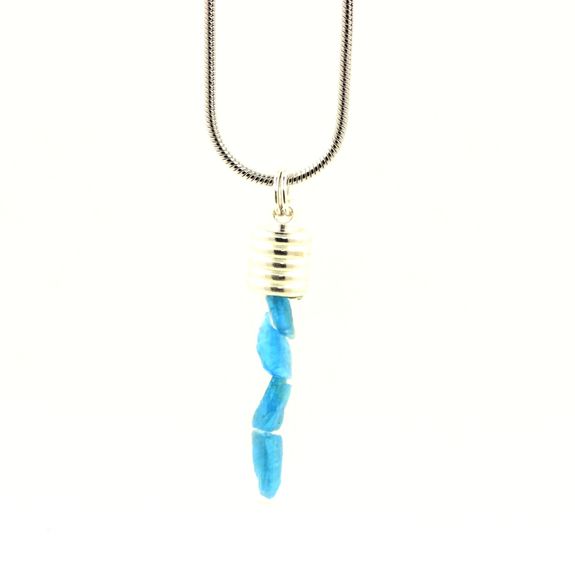 Collier Apatite Bleue 6mm et Argent Ref. 54054 Collier Apatite Bleue 6mm et Argent Ref. 54054