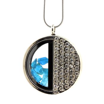 Raw neon blue Apatite necklace.