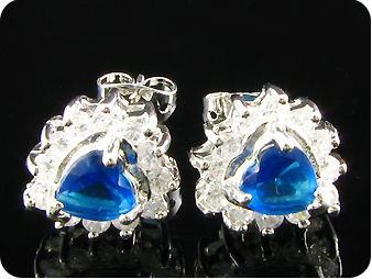2x7mm Royal Blue Sapphire Topaz Earrings