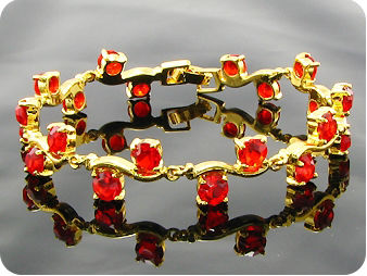 20x5mm Hot Red Ruby Round Cut Gold Stylish Bracelet