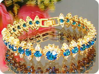 29x4-8 Blue Sapphire White Topaz Bracelet