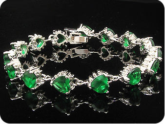 15x6mm Green Emerald  Bracelet