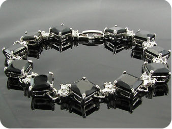 11 x 10mm Black Sapphires White Topaz Bracelet