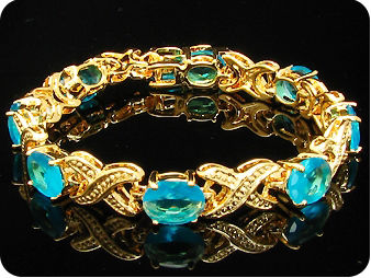 9x9mm Ocean Blue Sapphire Oval Gold Bracelet
