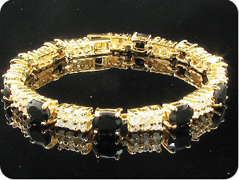 Fabulous 10 x 7mm Black Sapphires Gold Bracelet