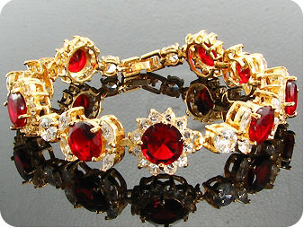 9~3mm Red Ruby White Topaz Bracelet