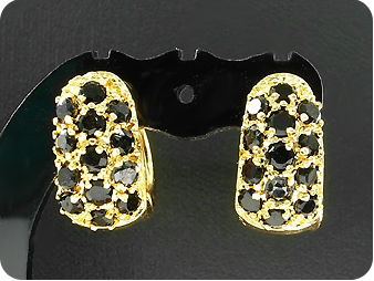 26 x 3mm Black Sapphires Gold Hoop Style Round Earrings