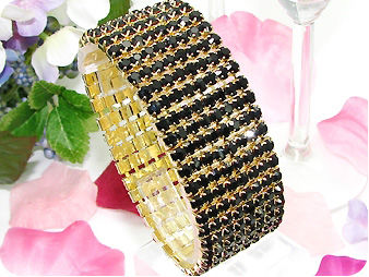 320x3mm Black Sapphire Canival Party Gold Bracelet