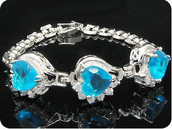 3x10 mm Blue Sapphire Heat Cut Bracelet