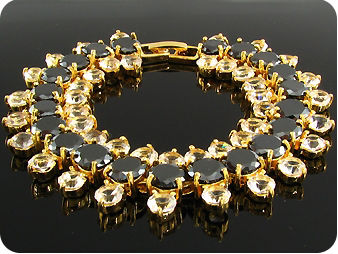 87x3~4mm Black Sapphire White Topaz Gold Bracelet