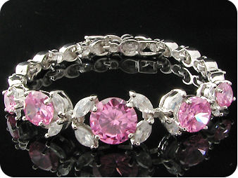 Exotic 5 x 6~10mm Pink Sapphires Round Bracelet