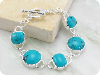 5x17~15mm Chinese Turquoise Silver Tennis Bracelet
