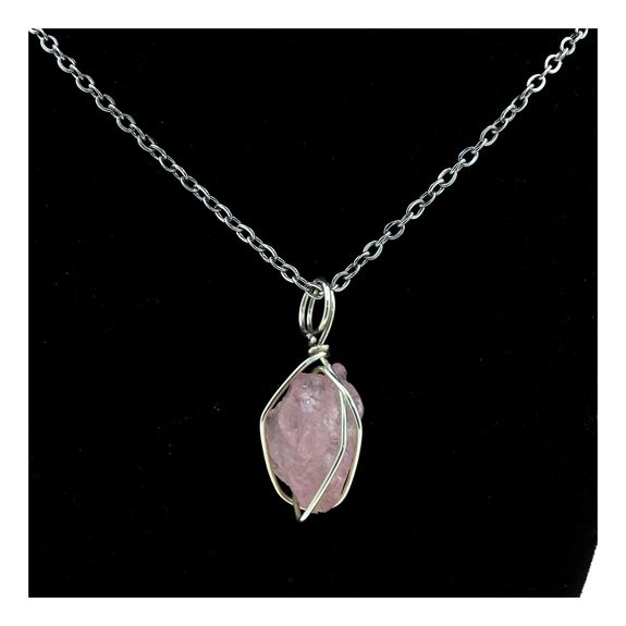 Raw morganite necklace Clearance