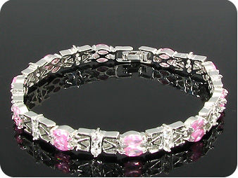 Exotic 5 x 6~10mm Pink Sapphires Round Bracelet