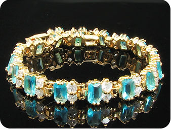 18 x 6mm Blue Sapphires Emearald Cut Bracelet