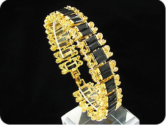 38x8mm Black Sapphire Topaz Emerald Cut Gold Bracelet