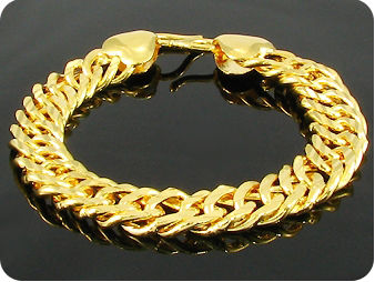 Engraving Pattern Link Style Quality Gold Men Bracelet